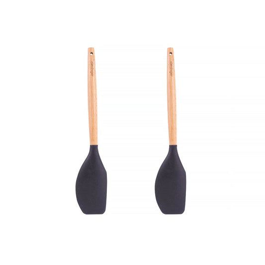 2pcs Beechwood & silicone spatula charcoal