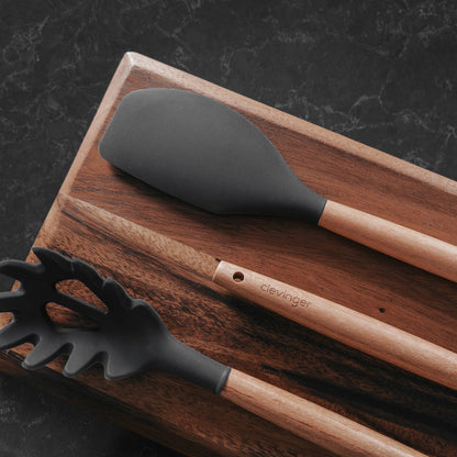 2pcs Beechwood & silicone spatula charcoal