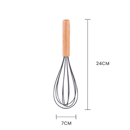 2pcs Beechwood & silicone whisk charcoal