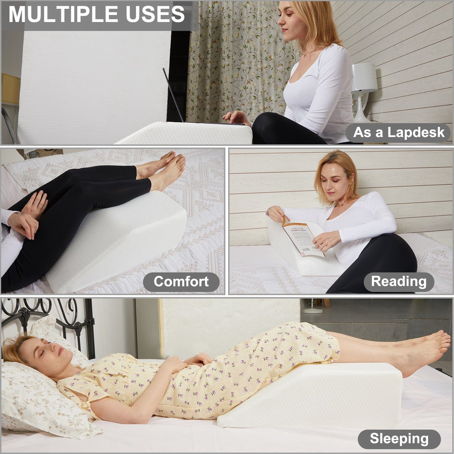 Memory Foam Bed Wedge Leg Support Elevation Pillow