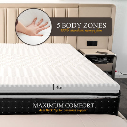 4cm Memory Foam Mattress Topper with Bamboo Cover - Double