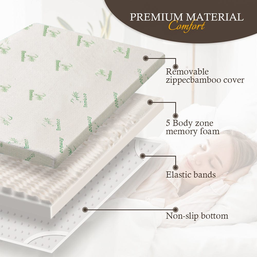 6cm Memory Foam Mattress Topper with Bamboo Cover - King