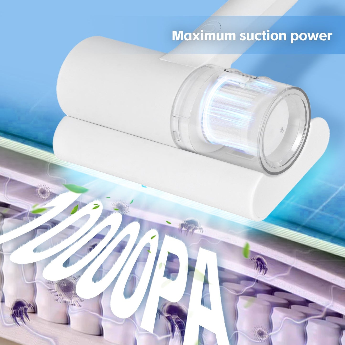 UV‑C Cordless Dust Mite Vacuum Handheld Sanitizing Cleaner with 1200 mAh Battery