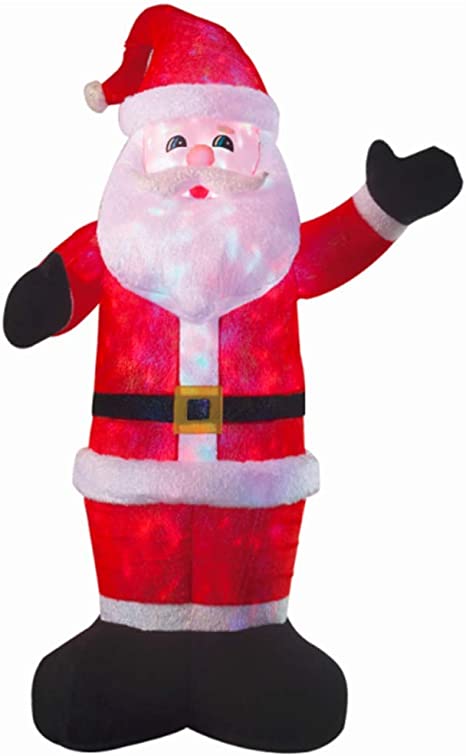 DELUXE INFLATABLE PLUSH SANTA WITH DISCO LIGHTS 8FT