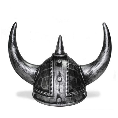 Viking Helmet Medieval Viking Horned Hat Warrior Costume Hat Cosplay-Silver Black