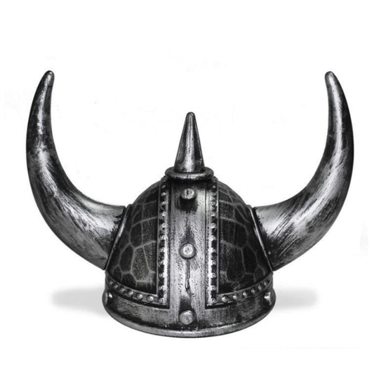 Viking Helmet Medieval Viking Horned Hat Warrior Costume Hat Cosplay-Silver Black