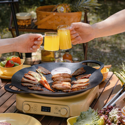 BUYDEEM Grill Pan Nonstick 36cm Round BBQ Griddle Indoor or Outdoor Cooking