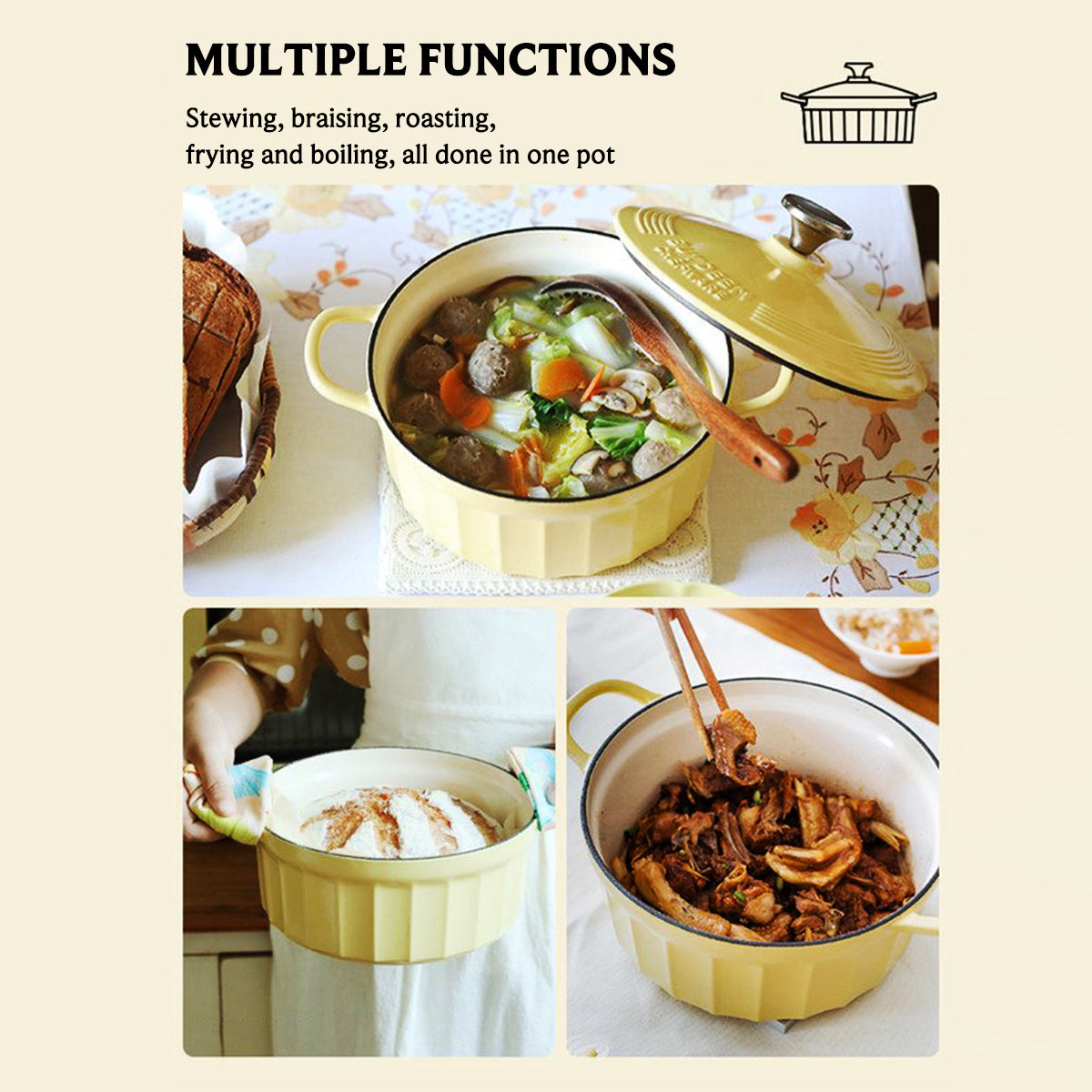 BUYDEEM CP521 Enameled Cast-Iron Dutch Oven