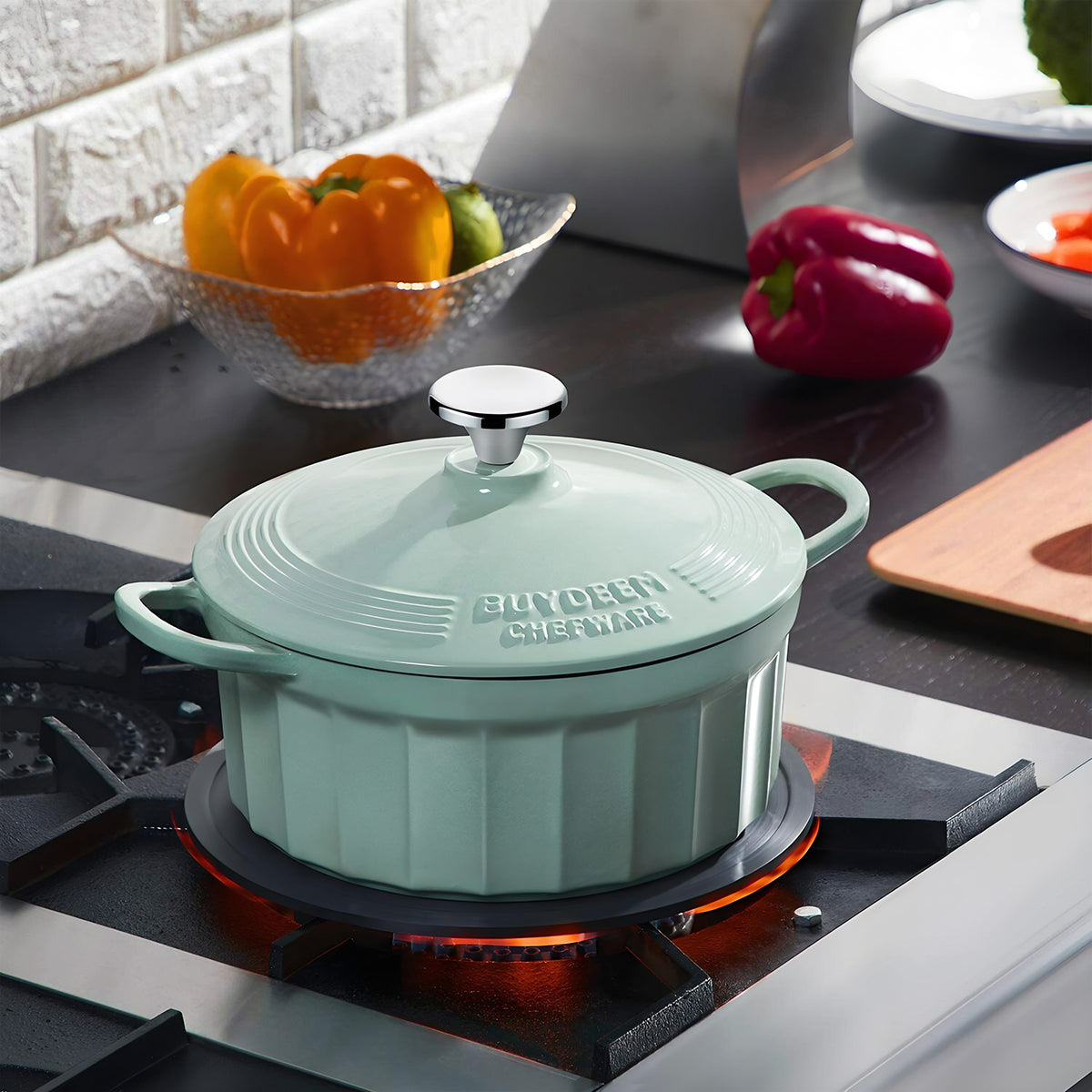 BUYDEEM Enameled Cast-Iron Dutch Oven