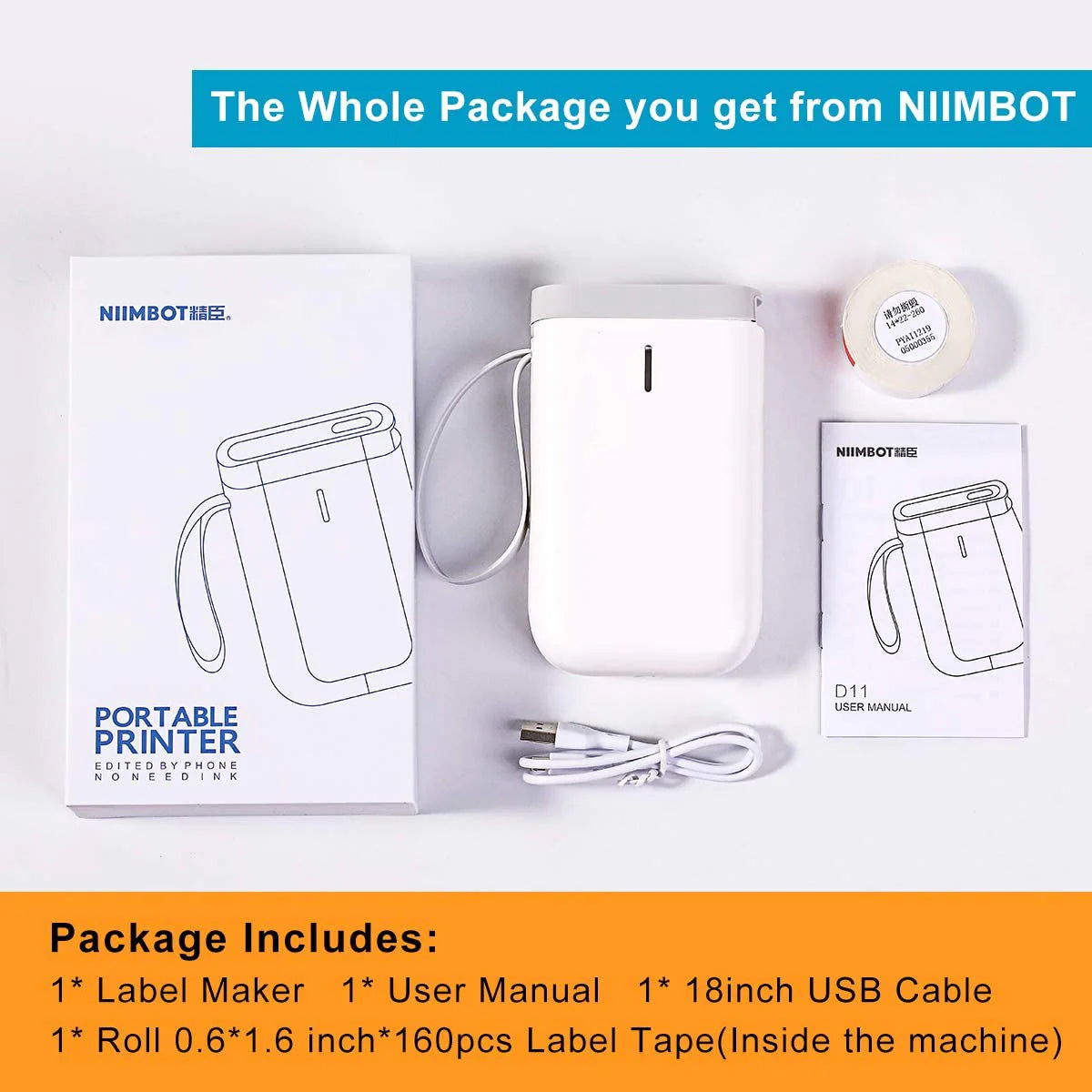 Niimbot D11 Protable Wireless Connection Label Printer White