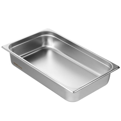 VEVOR 6 Pack Hotel Pans, Full Size Anti-Jam Steam Pan, 0.8mm Thick Stainless Steel Restaurant Steam Table Pan, 4-Inch Deep Commercial Table Pan, Catering Storage Food Pan, for Industrial & Scientific