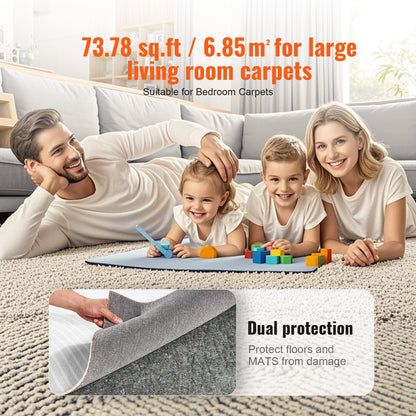VEVOR Rug Pad Without Slip Resistance, Protective Cushioning Carpet Pad, 8' x 10', 1/2"Thick, 100% Pure Polyester Felt, 7-8㎡ Premium Comfort Underfoot Carpet Padding Rug Cushion for All Floors, Gray