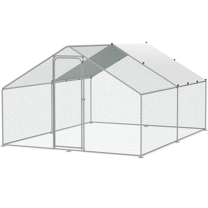 VEVOR Large Metal Chicken Coop, 3x3.93x1.99 m Walk-in Chicken Runs for Yard with Cover, Spire Roof Hen House with Security Lock for Outdoor and Backyard, Farm, Duck Rabbit Cage Poultry Pen