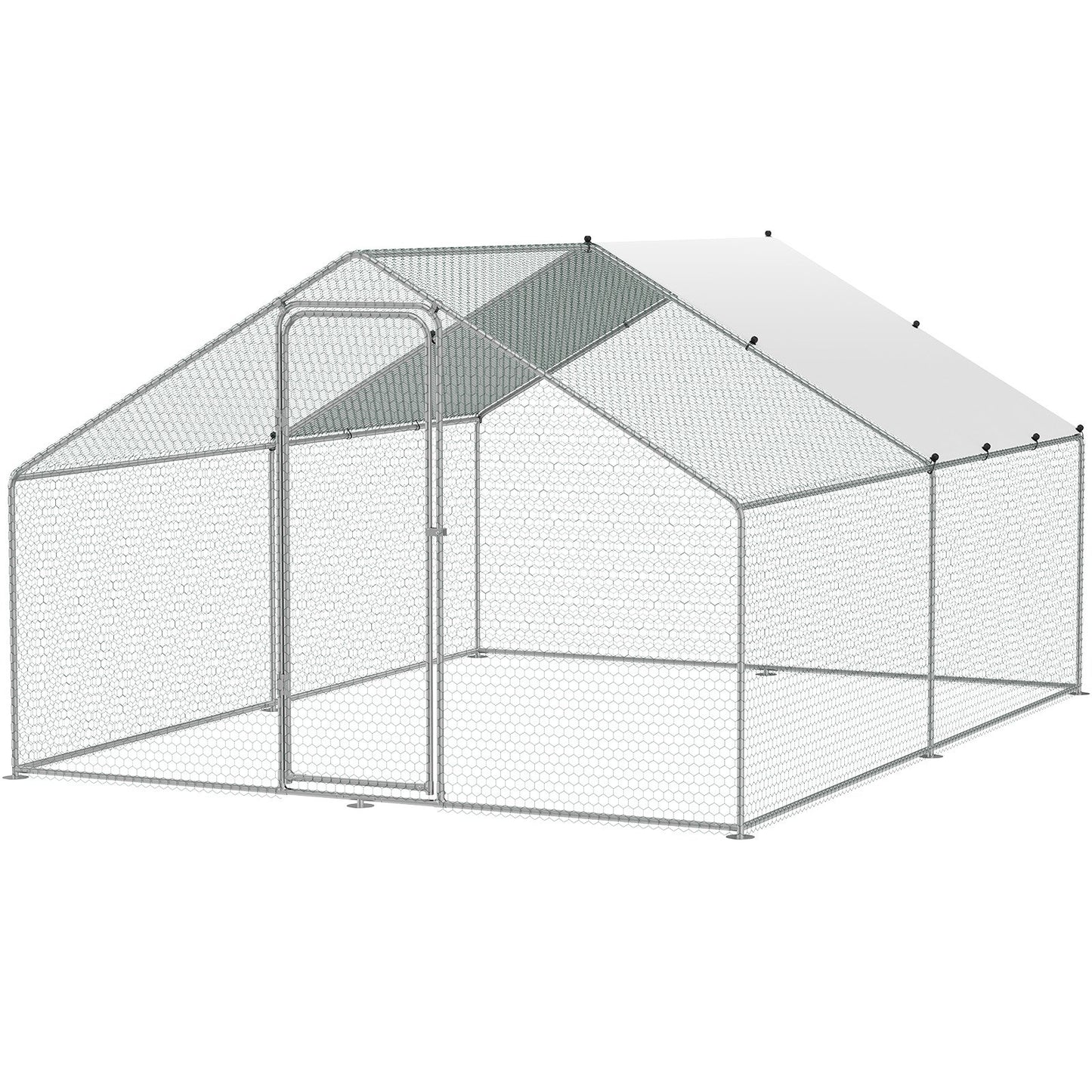 VEVOR Large Metal Chicken Coop, 3x3.93x1.99 m Walk-in Chicken Runs for Yard with Cover, Spire Roof Hen House with Security Lock for Outdoor and Backyard, Farm, Duck Rabbit Cage Poultry Pen