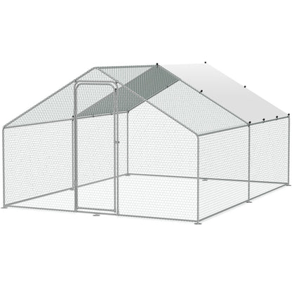 VEVOR Large Metal Chicken Coop, 3x3.93x1.99 m Walk-in Chicken Runs for Yard with Cover, Spire Roof Hen House with Security Lock for Outdoor and Backyard, Farm, Duck Rabbit Cage Poultry Pen