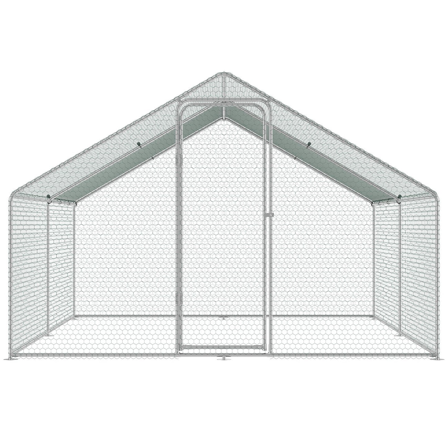 VEVOR Large Metal Chicken Coop, 3x3.93x1.99 m Walk-in Chicken Runs for Yard with Cover, Spire Roof Hen House with Security Lock for Outdoor and Backyard, Farm, Duck Rabbit Cage Poultry Pen