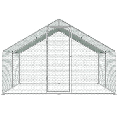 VEVOR Large Metal Chicken Coop, 3x3.93x1.99 m Walk-in Chicken Runs for Yard with Cover, Spire Roof Hen House with Security Lock for Outdoor and Backyard, Farm, Duck Rabbit Cage Poultry Pen