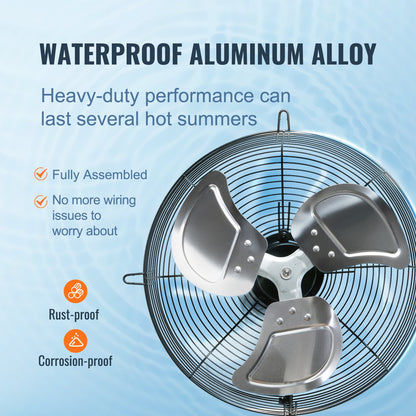 VEVOR Shutter Exhaust Fan, 406 mm High-speed 1400RPM 1506 CFM, Aluminum Wall Mount Attic Fan with AC-motor, Ventilation and Cooling for Greenhouses, Garages, Sheds, Shops