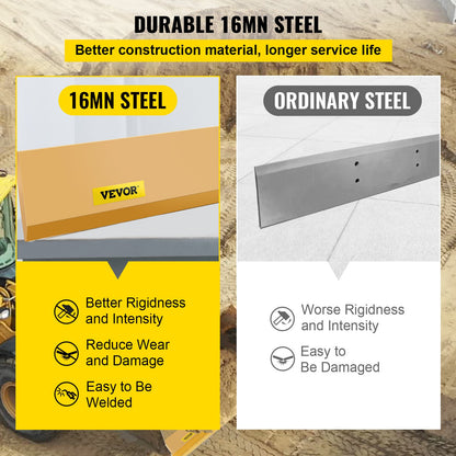 VEVOR Bucket Cutting Edge, 213x10x1.3 Bucket Edge, Weld-on and Bolt-on Advanced Cutting Edge, 16Mn Carbon-manganese Steel Loader Cutting Edge, Skid Steer Cutting Edge with Paint for Excavator and Load