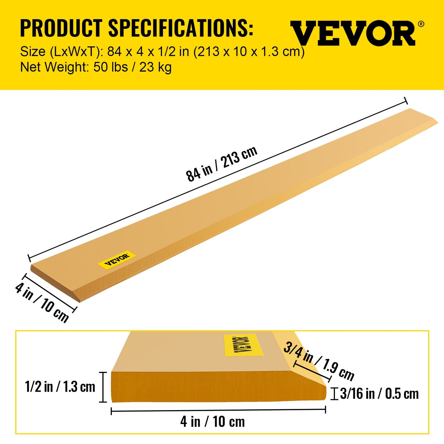 VEVOR Bucket Cutting Edge, 213x10x1.3 Bucket Edge, Weld-on and Bolt-on Advanced Cutting Edge, 16Mn Carbon-manganese Steel Loader Cutting Edge, Skid Steer Cutting Edge with Paint for Excavator and Load