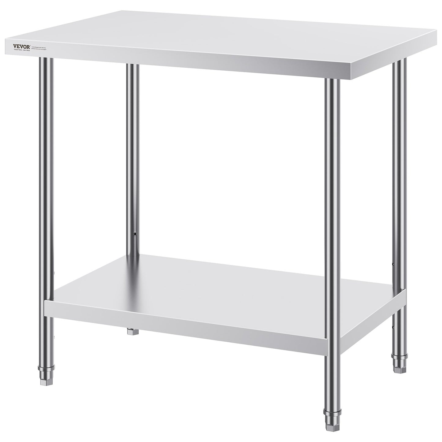VEVOR Stainless Steel Prep Table, 24 x 36 x 34 Inch, Heavy Duty Metal Worktable with 3 Adjustable Height Levels, Commercial Workstation for Kitchen Garage Restaurant Backyard