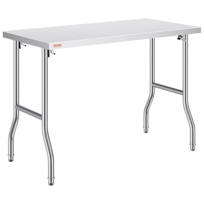 VEVOR Stainless Steel Kitchen Bench Folding Commercial Prep Table 1220x610 mm