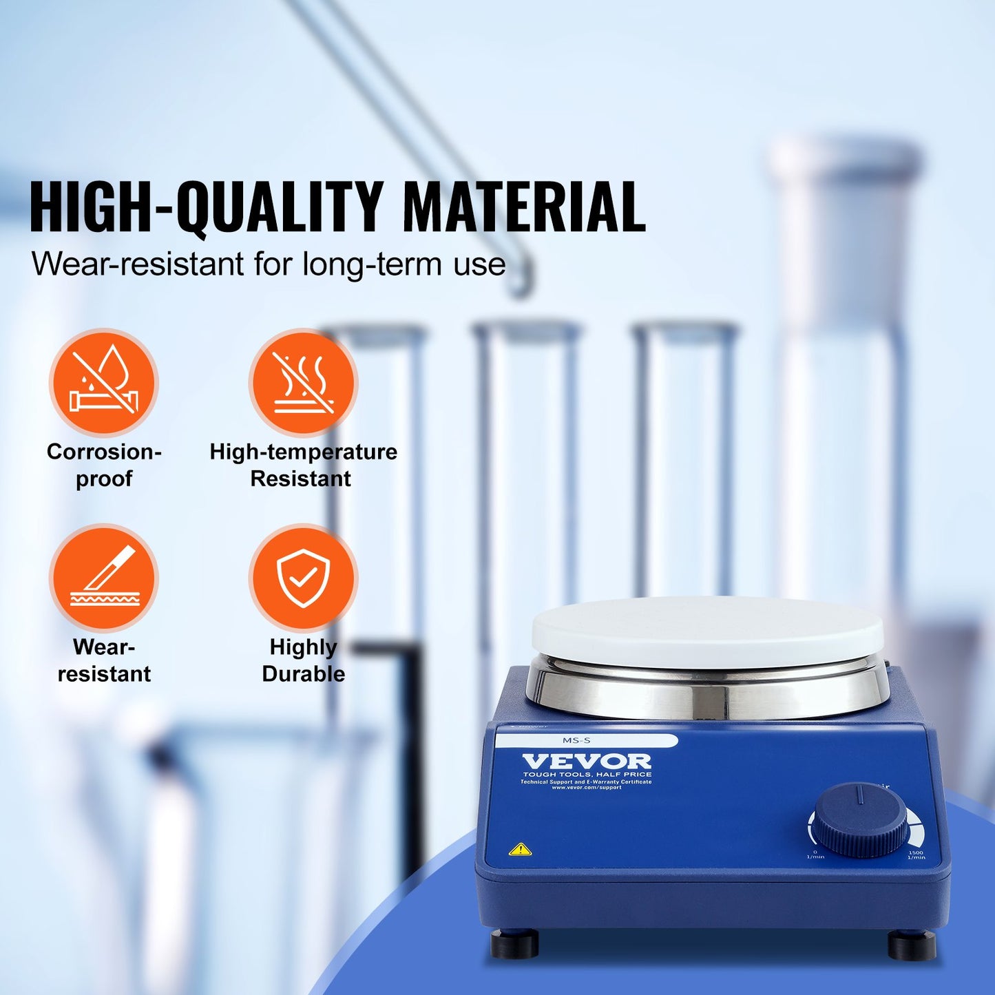 VEVOR Magnetic Stirrer Stir Plate Kit 0-1500 RPM Adjustable Speed Max 22L