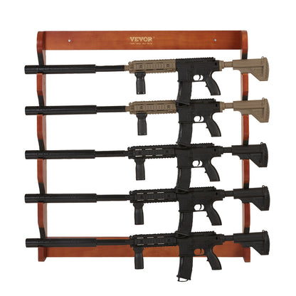 VEVOR Gun Rack, Wood Gun Rack Wall Mount, Gun Display Rack holds 5 Rifles, Shotguns, 132 lb Heavy Duty Wall Storage Display Rifle Rack with Soft Padding