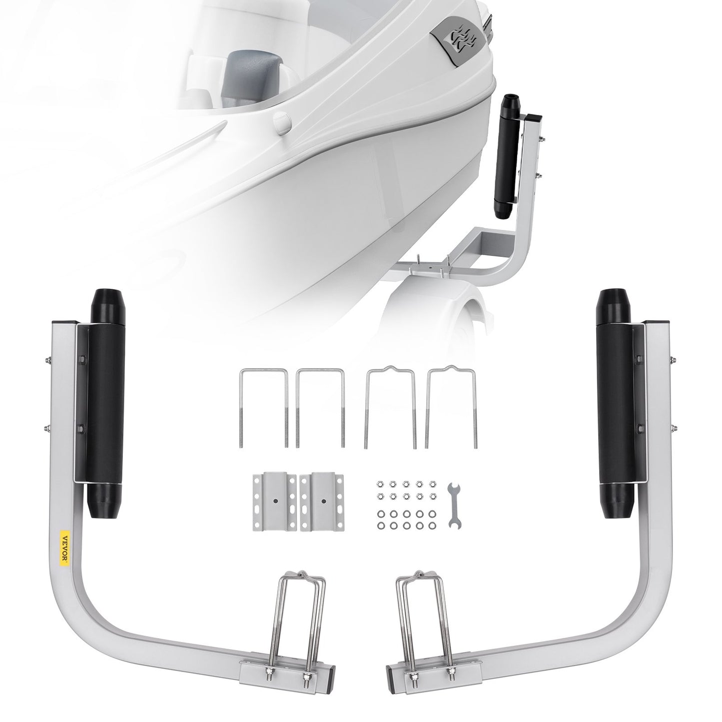 VEVOR Boat Trailer Guide, 2PCS Adjustable Short Bunk Guide-Ons, Hardened Steel Trailer Guide Poles with Soft Cushion, Heavy Duty Roller Guide Design, for Ski Boat, Fishing Boat or Sailboat Trailer