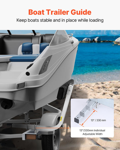 VEVOR Boat Trailer Guide, 2PCS Adjustable Short Bunk Guide-Ons, Hardened Steel Trailer Guide Poles with Soft Cushion, Heavy Duty Roller Guide Design, for Ski Boat, Fishing Boat or Sailboat Trailer
