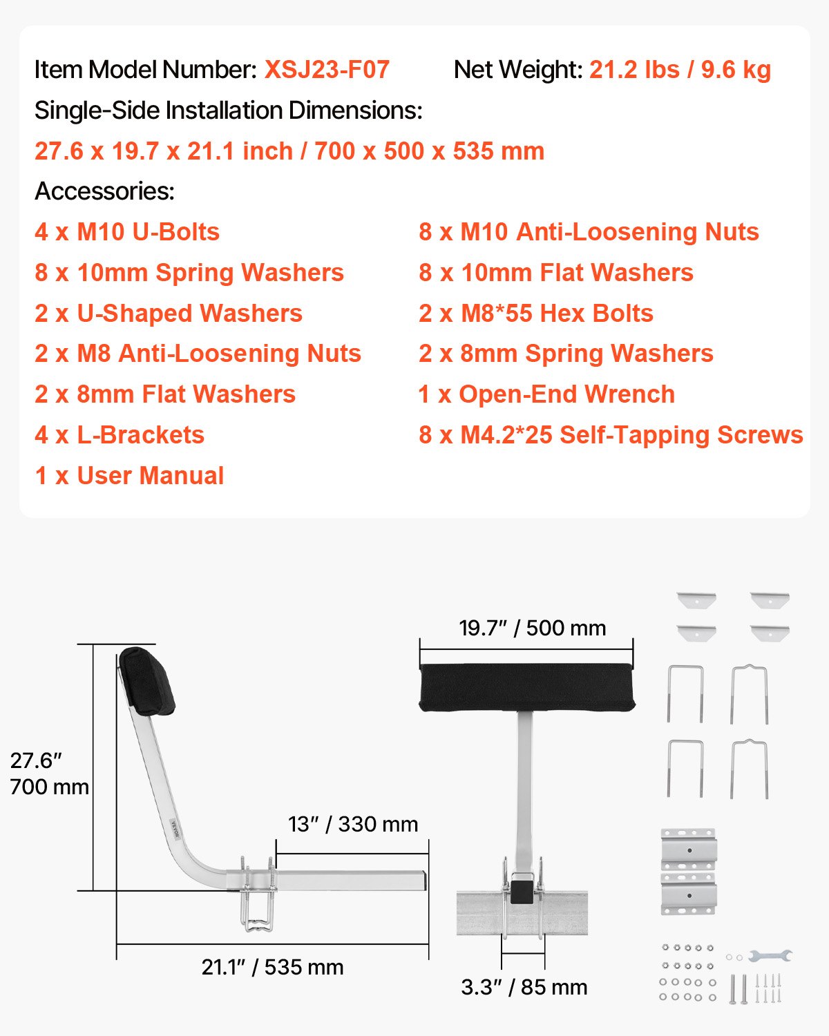 VEVOR Boat Trailer Guide, 2PCS Adjustable Short Bunk Guide-Ons, Hardened Steel Trailer Guide Poles with Soft Cushion, Heavy Duty Roller Guide Design, for Ski Boat, Fishing Boat or Sailboat Trailer