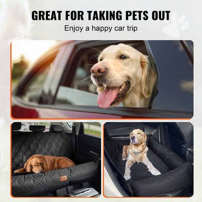 VEVOR Dog Car Seat, Waterproof Dog Booster Seat for Car, Pet Car Seat with Clip-On Safety Leash, PP Cotton Filling, Dog Car Bed for Medium & Large Dog up to 45.4 kg, Black