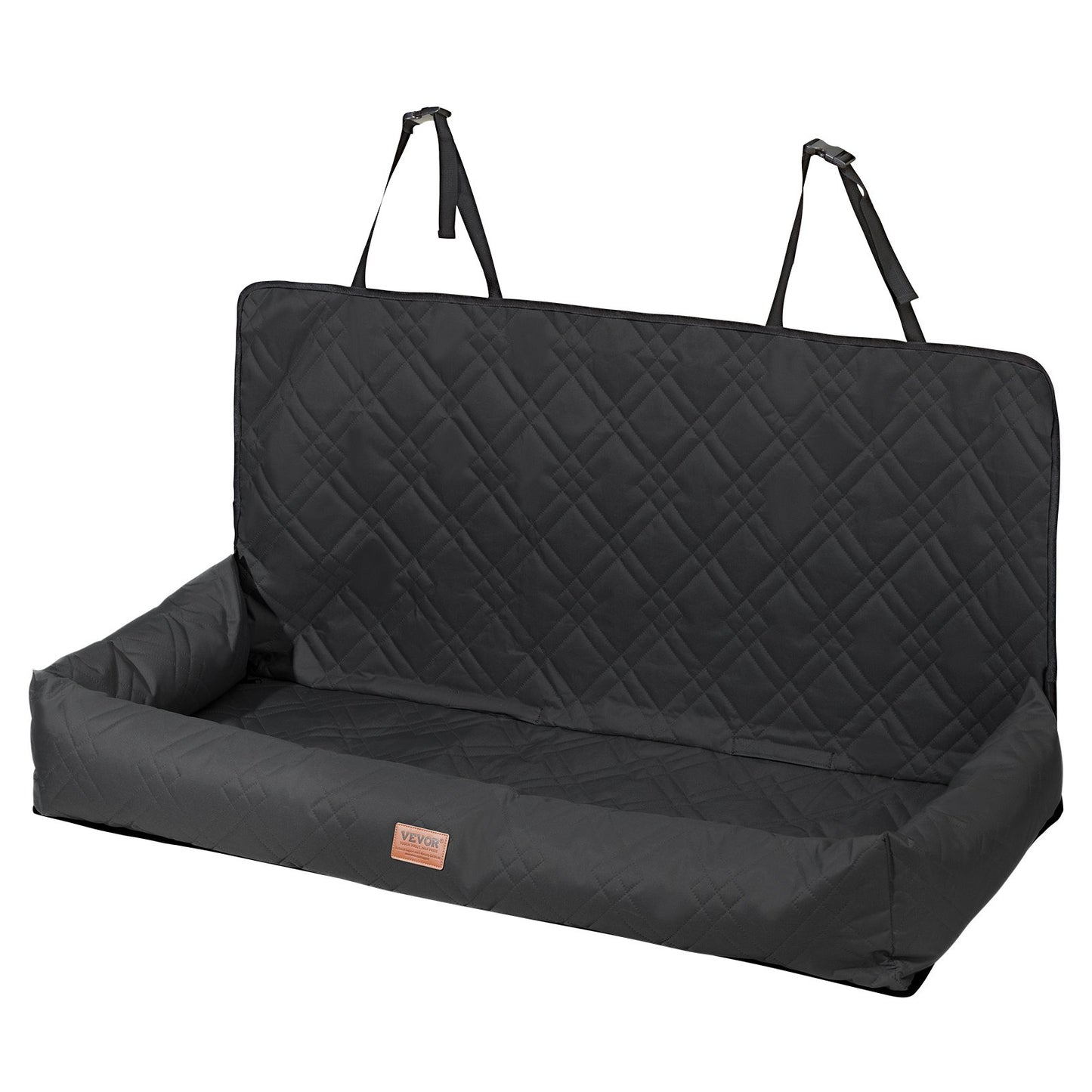 VEVOR Dog Car Seat, Waterproof Dog Booster Seat for Car, Pet Car Seat with Clip-On Safety Leash, PP Cotton Filling, Dog Car Bed for Medium & Large Dog up to 45.4 kg, Black