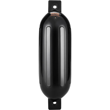 VEVOR Boat Fenders, 6.5" x 23" Boat Bumpers for Docking, Inflatable Ribbed Fender with Center Holes, Marine Boat Dock Fender Bumper with Air Pump, 4 Needles and 4 Ropes and Storage Bag, Black
