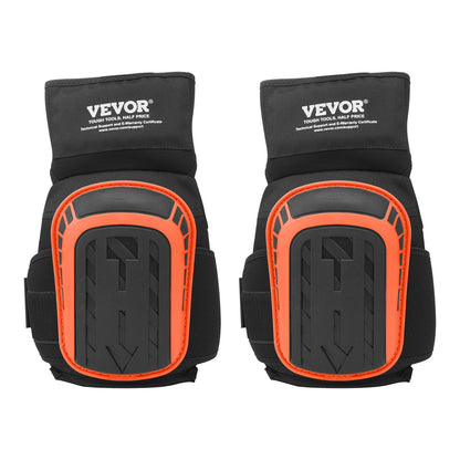 VEVOR Knee Pads for Work, Extended Heavy Duty Construction Knee Pads with 2 Extension Straps, Anti-slip Foam Gel Knee Pads, Men & Women, for Gardening Flooring Roofing and Cleaning, Black and Orange
