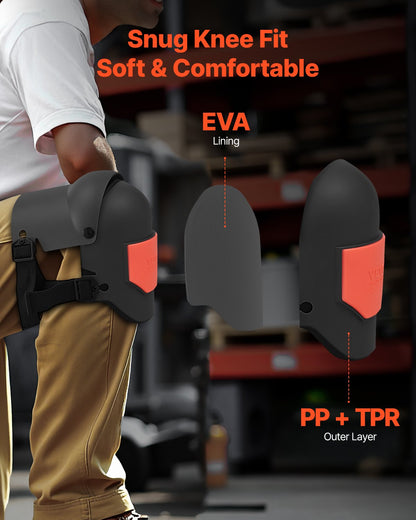 VEVOR Knee Pads for Work, Extra Thick Construction Knee Pads with Foam Cushion - Pro Protection & Comfort, Work Knee Pads|Gardening Knee Pads|Flooring Knee Pads| for Men & Women, Black and Orange