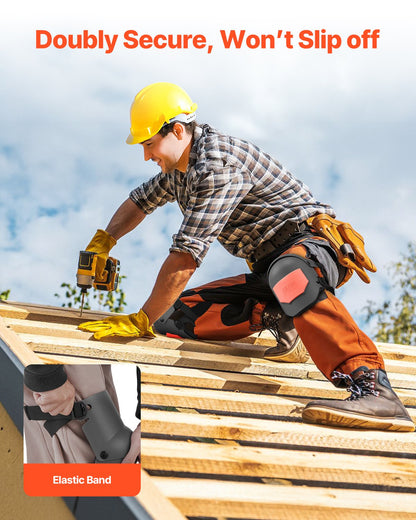 VEVOR Knee Pads for Work, Extra Thick Construction Knee Pads with Foam Cushion - Pro Protection & Comfort, Work Knee Pads|Gardening Knee Pads|Flooring Knee Pads| for Men & Women, Black and Orange