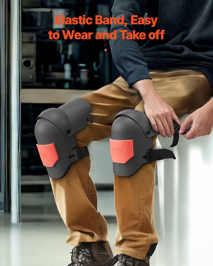 VEVOR Knee Pads for Work, Extra Thick Construction Knee Pads with Foam Cushion - Pro Protection & Comfort, Work Knee Pads|Gardening Knee Pads|Flooring Knee Pads| for Men & Women, Black and Orange
