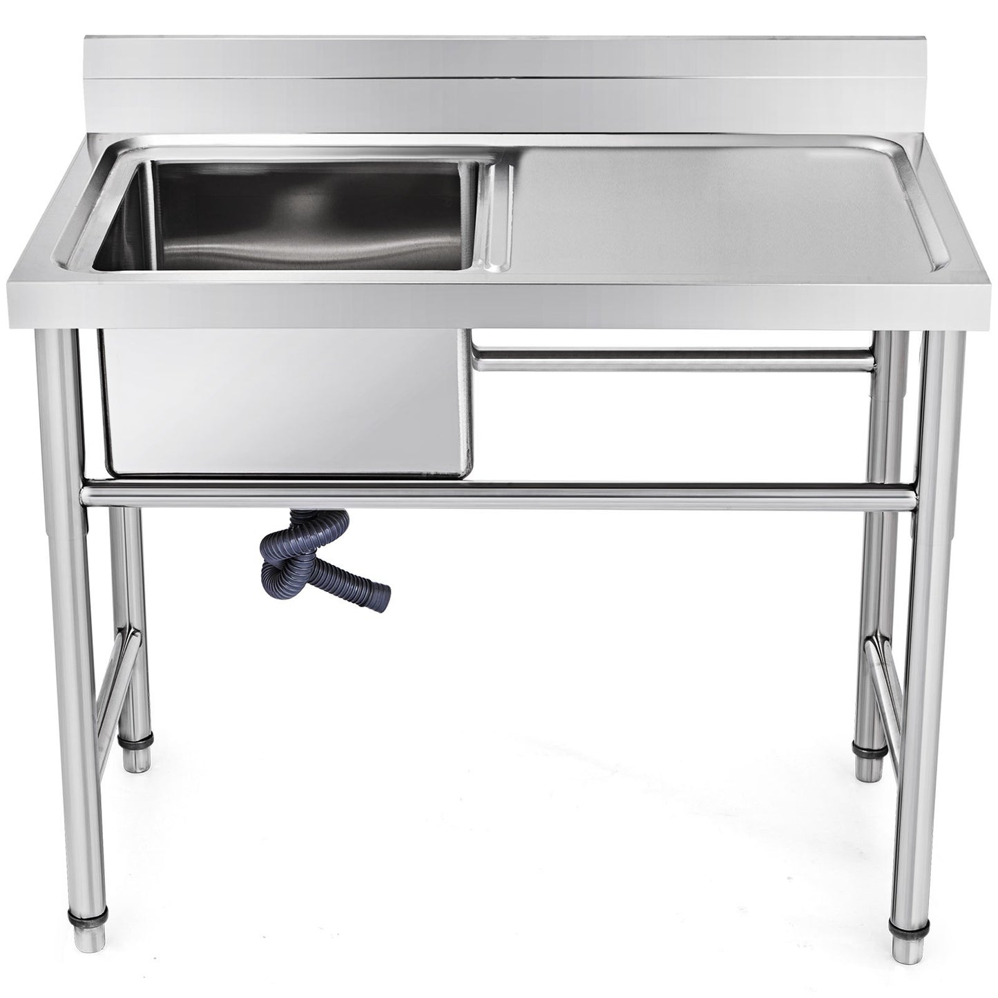 VEVOR Handmade Sink Non-magnetic Stainless Steel Kitchen Sink Hand Made 1 Compartment 40.6 x 39.4 x 25.4 cm Capacity Huge Tub Sink with Right Hand Platform for Farmhouse Cafe Shop Hospital