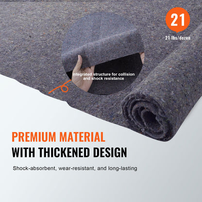 VEVOR Moving Blankets, 72" x 54", 21 lbs/dz Weight, 24 Packs, Professional Recycled Cotton Packing Blanket, Large Heavy Duty Shipping Mover Pads Perfect for Protecting Furniture, Floors, Appliances