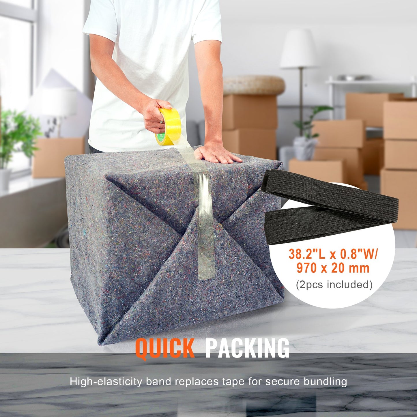VEVOR Moving Blankets, 72" x 54", 21 lbs/dz Weight, 24 Packs, Professional Recycled Cotton Packing Blanket, Large Heavy Duty Shipping Mover Pads Perfect for Protecting Furniture, Floors, Appliances