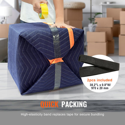 VEVOR Moving Blankets, 2032 x 1829 mm, 15.6 kg/dz, 12 Packs, Professional Non-Woven & Recycled Cotton Packing Blanket, Heavy Duty Mover Pads for Protecting Furniture, Floors, Appliances, Blue/Orange