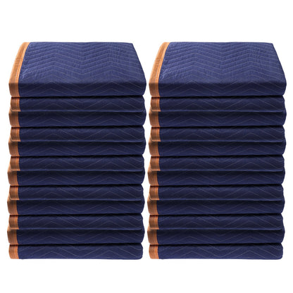 VEVOR Moving Blankets, 2032 x 1829 mm, 15.6 kg/dz, 12 Packs, Professional Non-Woven & Recycled Cotton Packing Blanket, Heavy Duty Mover Pads for Protecting Furniture, Floors, Appliances, Blue/Orange