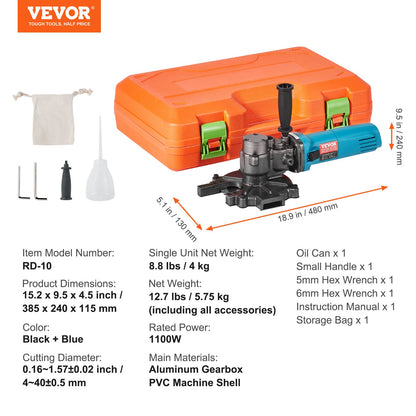 VEVOR 1100W Electric Rebar Cutter Cutting up to 3/2In 4-40mm