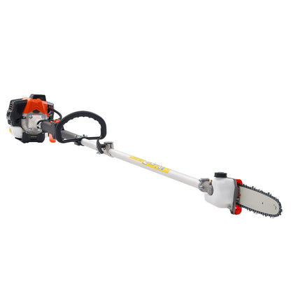 VEVOR Gas Pole Saw, 25CC 2 Stroke Gas Powered Pole Saws with 20.3 cm Cutting Bar, Cordless Tree Trimmer with 650ml Fuel Tank, 2 to 2.74 m Extendable, Powerful Chainsaw for Tree Trimming Pruning