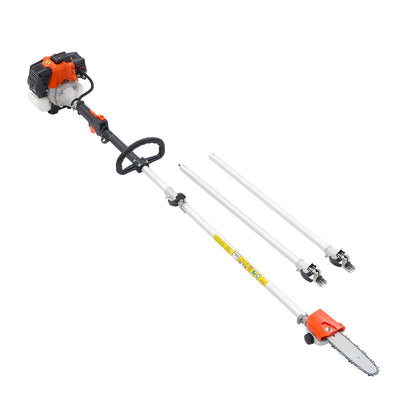 VEVOR Gas Pole Saw, 33CC 2 Stroke Gas Powered Pole Saws with 20.3 cm Cutting Bar, Cordless Tree Trimmer with 850ml Fuel Tank, 2 to 3.5 m  Extendable, Powerful Chainsaw for Tree Trimming Pruning