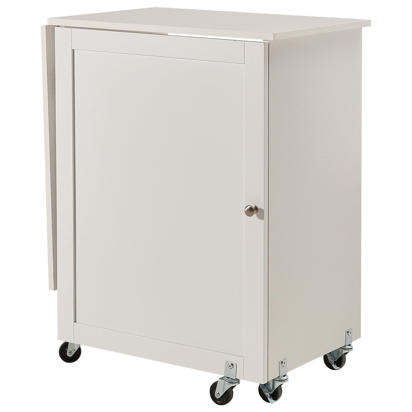 VEVOR Folding Sewing Table with Lockable Wheels Storage Shelves Trays Door White