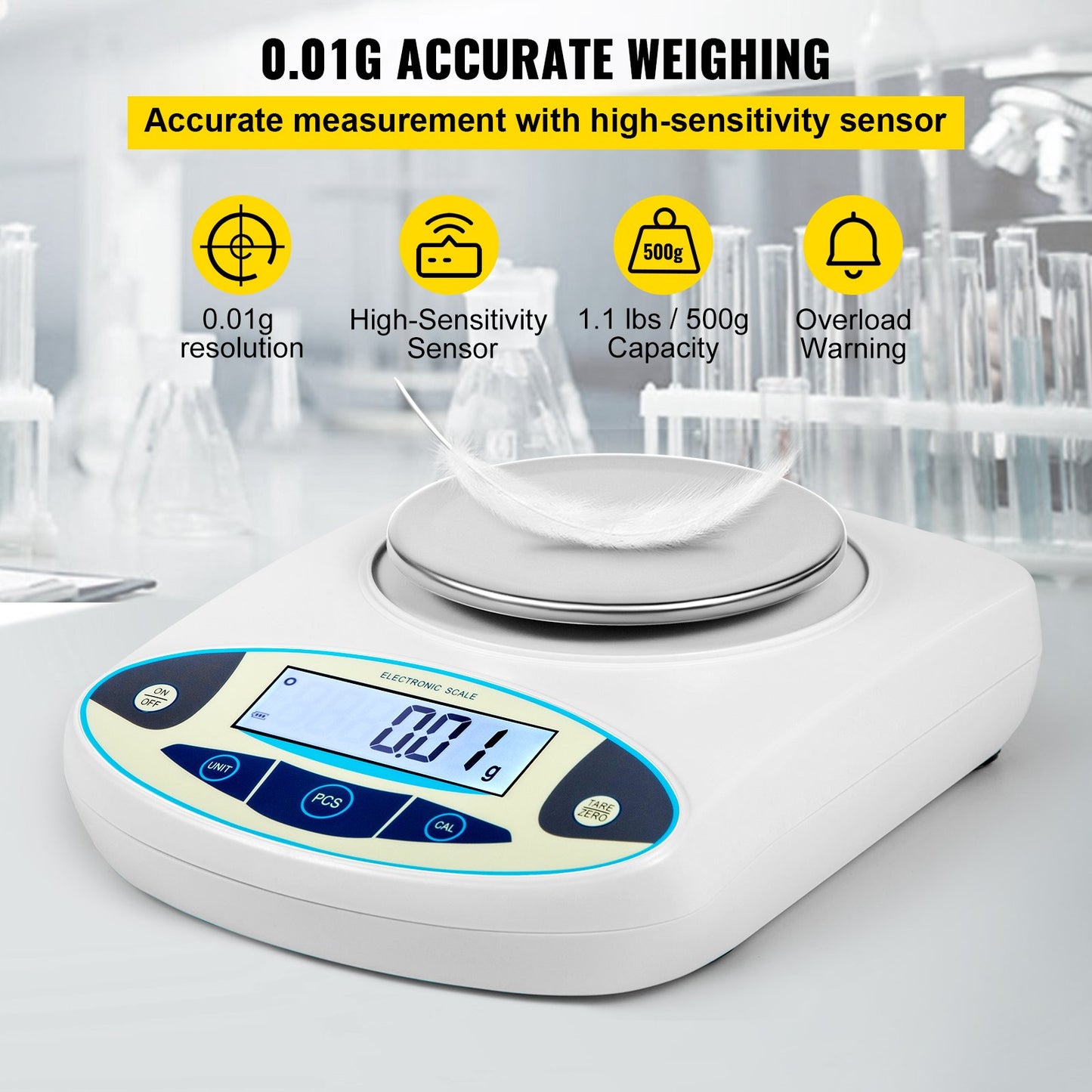 VEVOR Lab Analytical Balance Digital Precision Scale 500gx0.01g High Precision