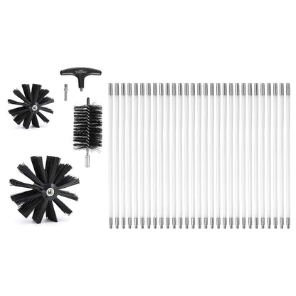 VEVOR 29 Pieces 12.2M Dryer Vent Cleaner Kit, Include 3 Different Sizes Flexible Lint Trap Brush, Reinforced Nylon Duct Cleaning Dryer Vent Brush, Dryer Cleaning Kit with Clamp Connectors