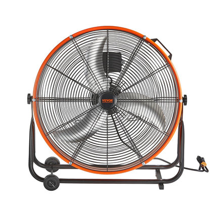 VEVOR Drum Fan 24 Inch High Velocity Industrial Use 3-Speed Timer for Warehouse